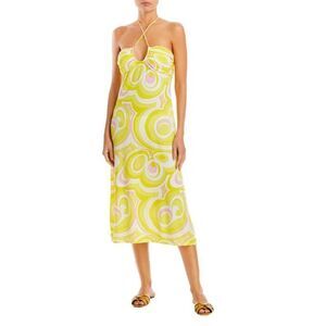 Aqua Womens Swim Swirl Print Coverup Halter Dress Medium